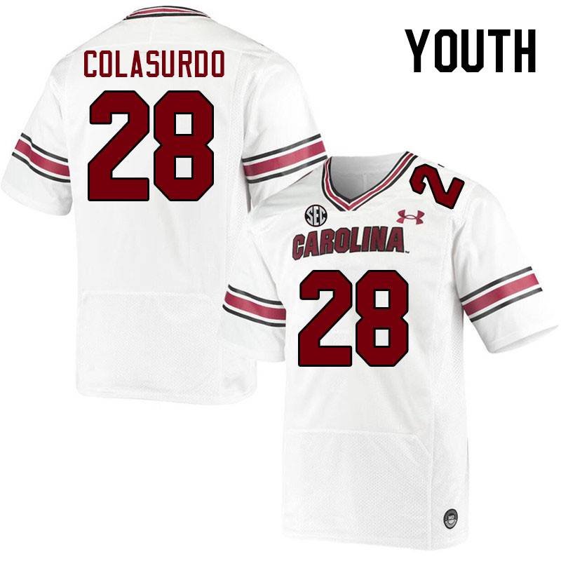 Youth #28 Andrew Colasurdo South Carolina Gamecocks College Football Jerseys Stitched-White